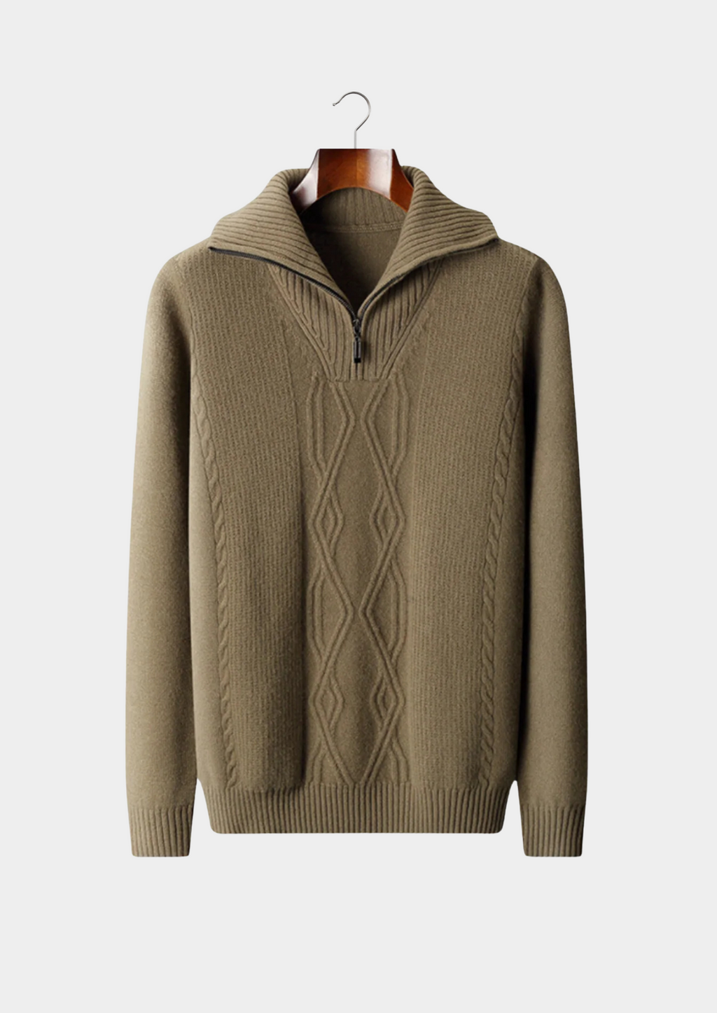 PURE EXTRA-FINE MERINO WOOL HALF ZIP SWEATER