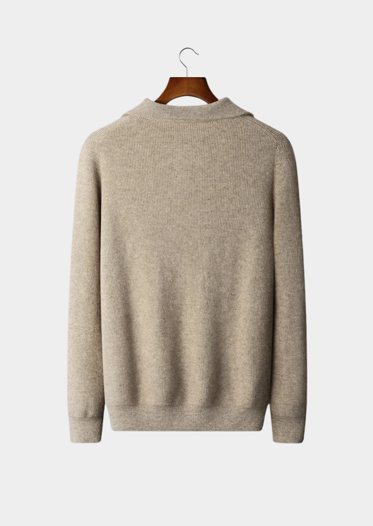 PREMIUM CASHMERE RIBBED HALF-ZIP SWEATER