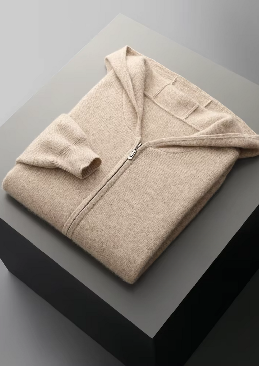 PURE EXTRA-FINE MERINO WOOL ZIPPER HOODIE