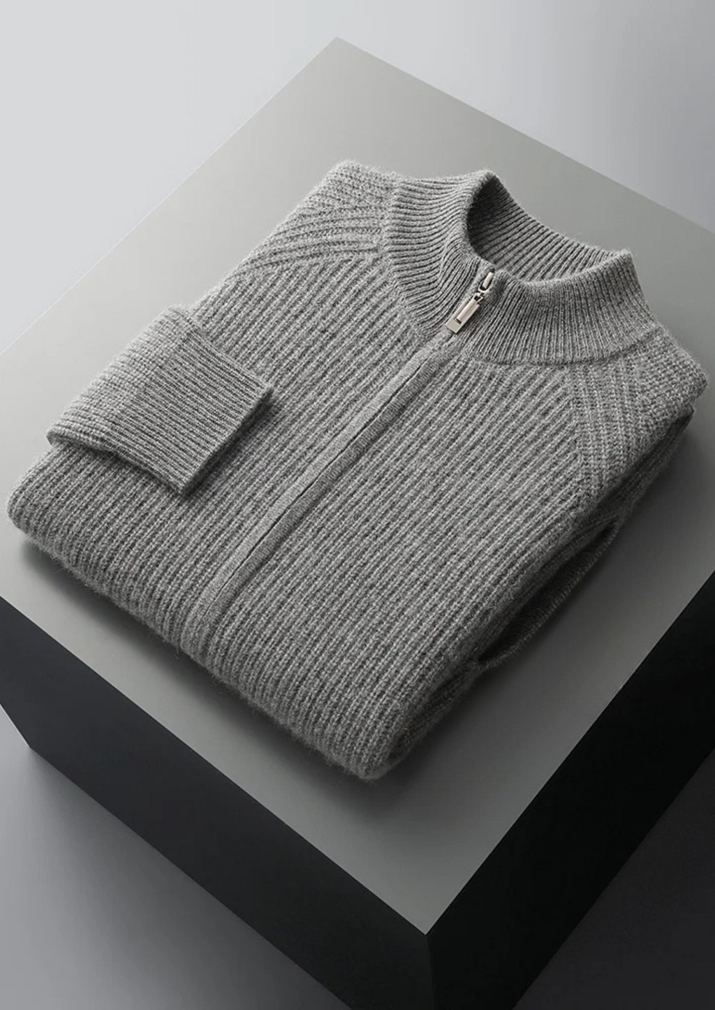 PREMIUM CASHMERE RIBBED CARDIGAN