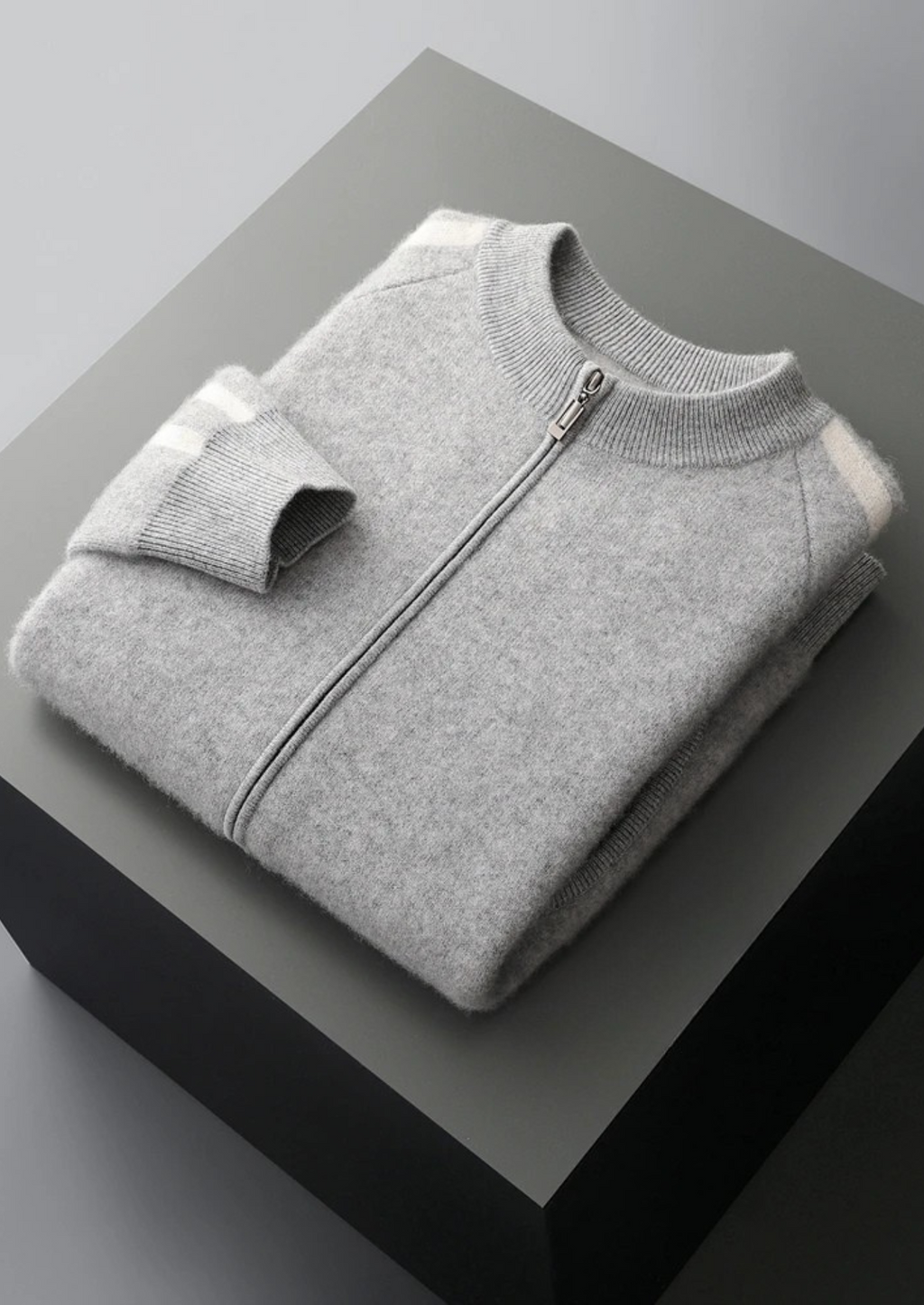 PURE EXTRA-FINE MERINO WOOL STRIPED CARDIGAN