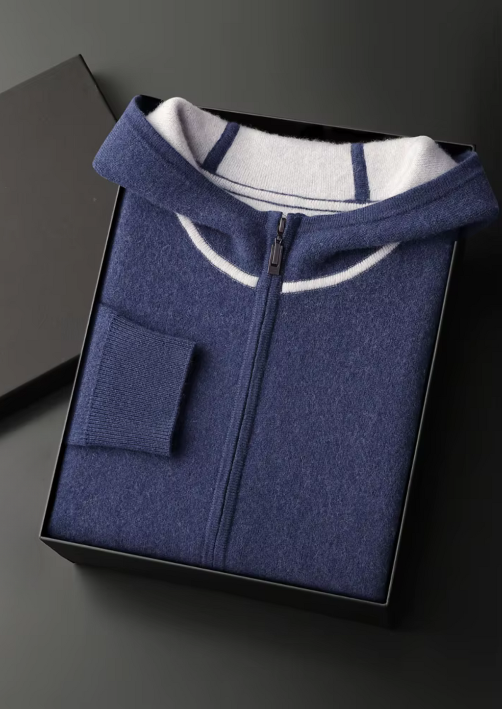 PREMIUM CASHMERE TWO TONE ZIPPER HOODIE