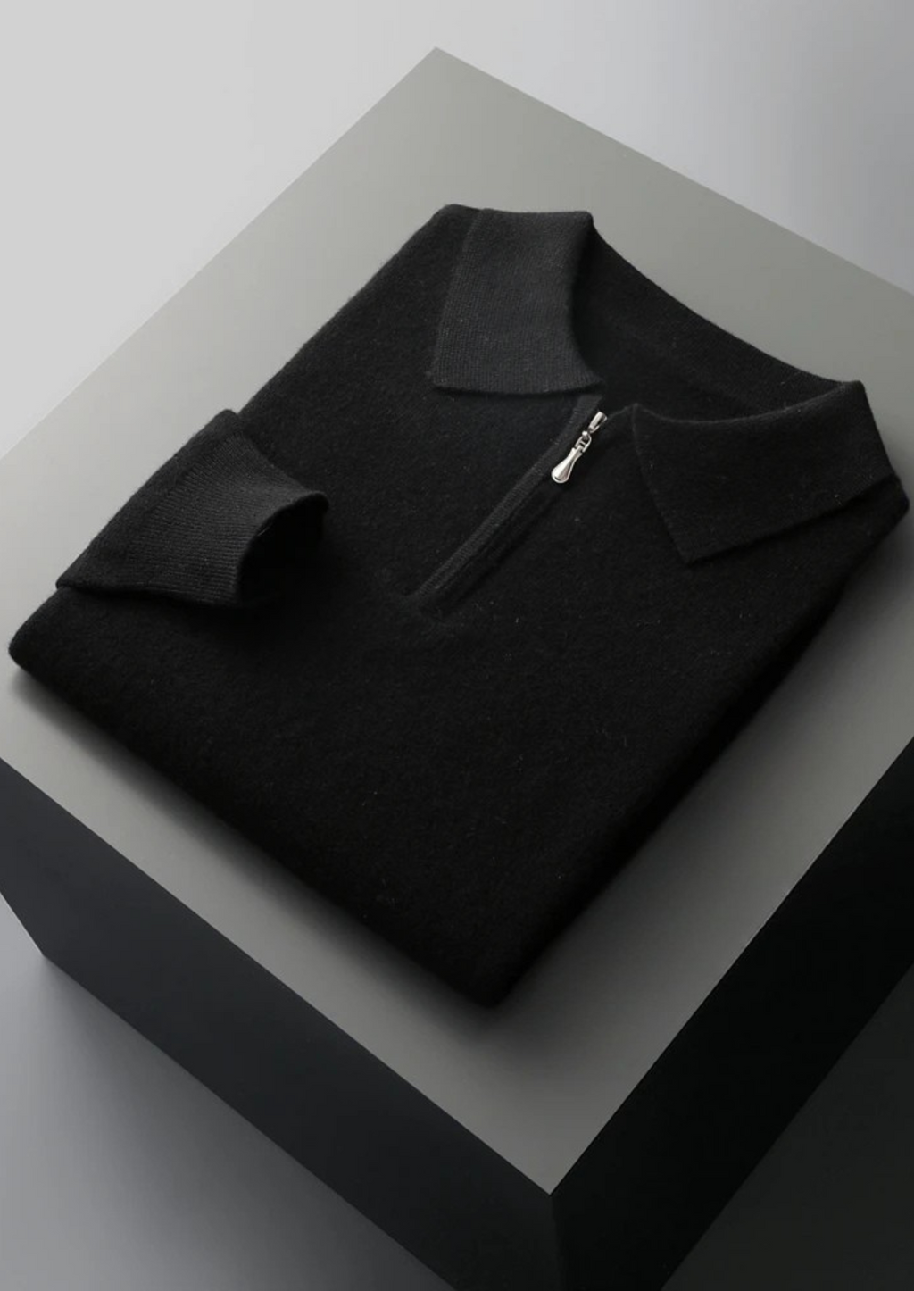 PURE EXTRA-FINE MERINO WOOL HALF ZIP POLO