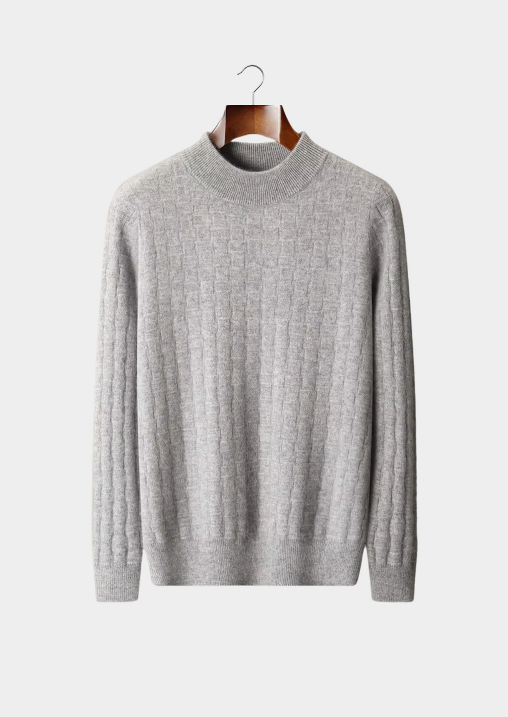 PURE EXTRA-FINE MERINO WOOL TEXTURED MOCKNECK