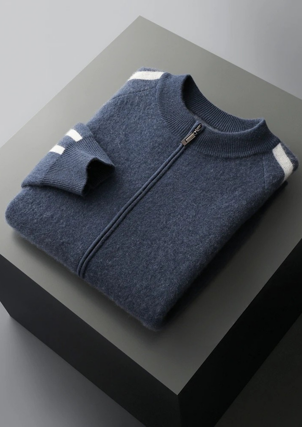 PURE EXTRA-FINE MERINO WOOL STRIPED CARDIGAN