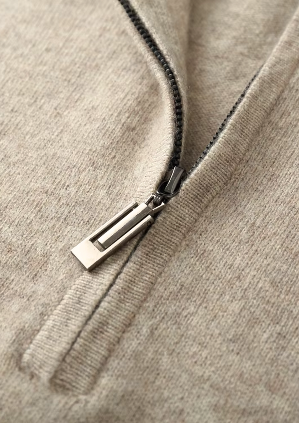 PURE EXTRA-FINE MERINO WOOL HALF ZIP SWEATER