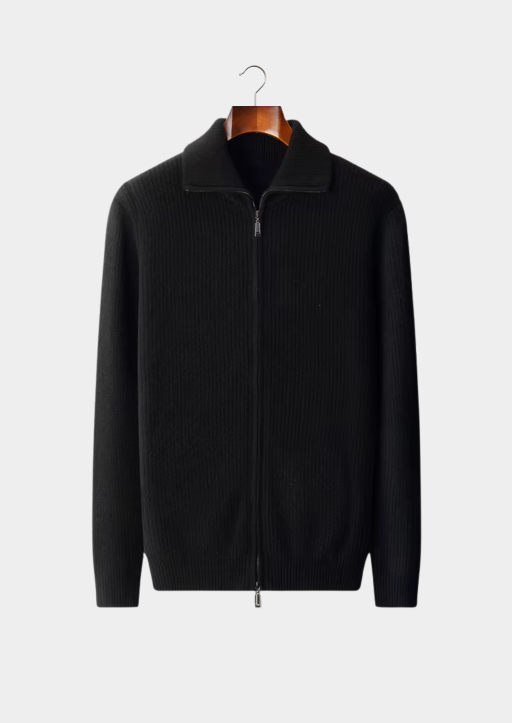 PURE EXTRA-FINE MERINO WOOL FUNNEL NECK DUAL ZIP CARDIGAN