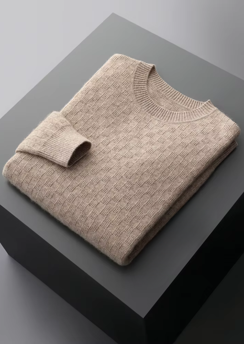 PREMIUM CASHMERE TEXTURED CREWNECK