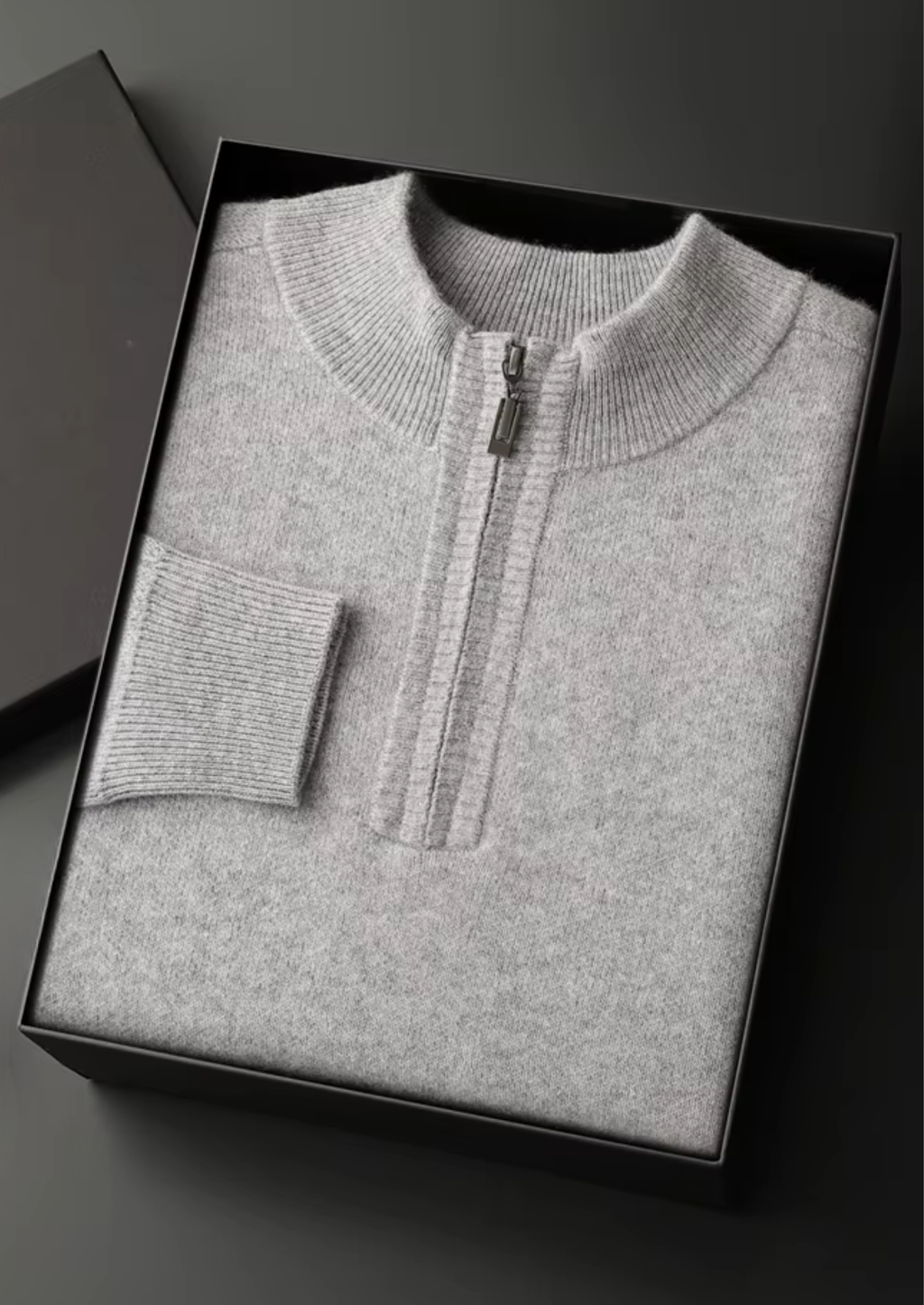 PREMIUM CASHMERE ESSENTIAL HALF-ZIP SWEATER