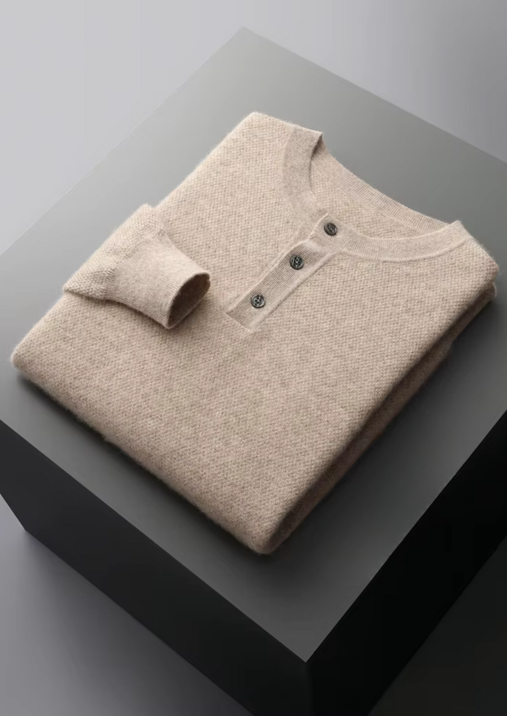 PREMIUM CASHMERE CLASSIC HENLEY SWEATER