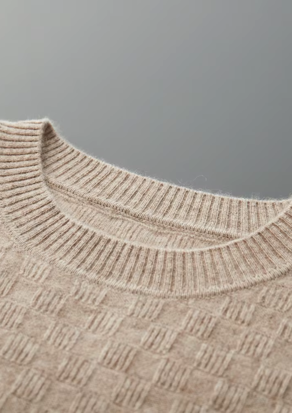 PREMIUM CASHMERE TEXTURED CREWNECK