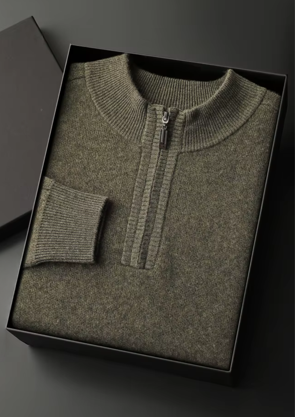 PREMIUM CASHMERE ESSENTIAL HALF-ZIP SWEATER