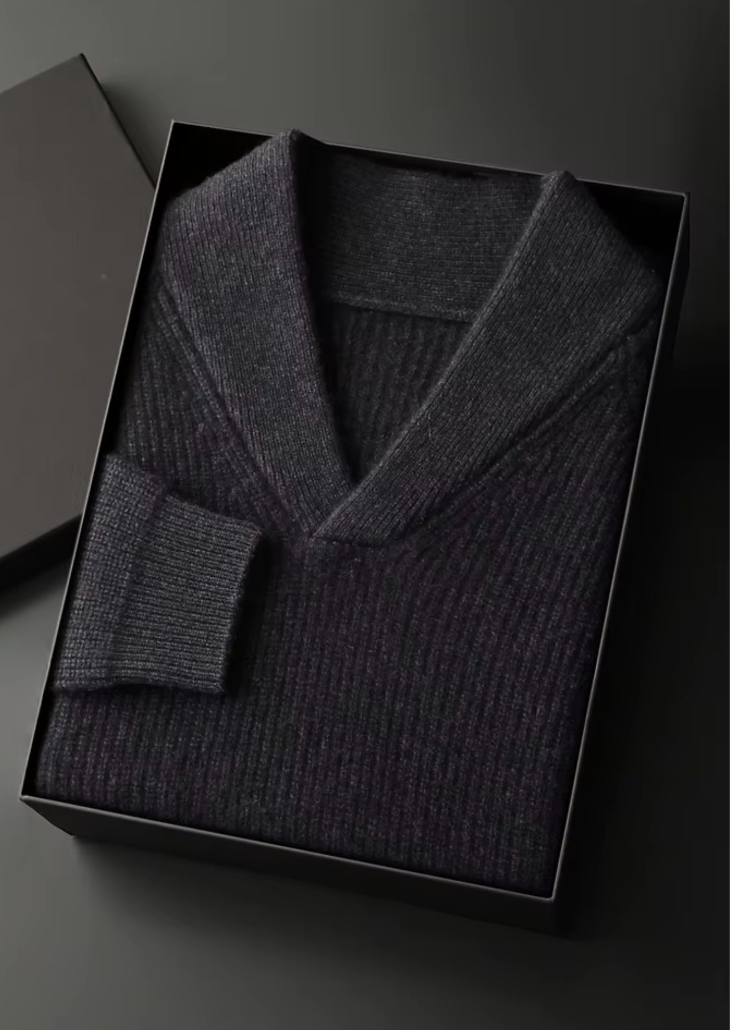 PREMIUM CASHMERE RIBBED V-NECK SWEATER