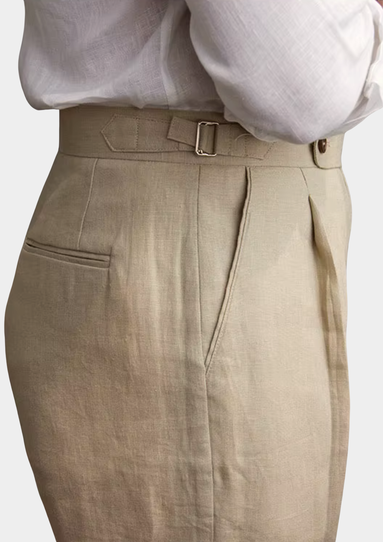 TUSCANY PLEATED COASTAL TROUSERS - Sand