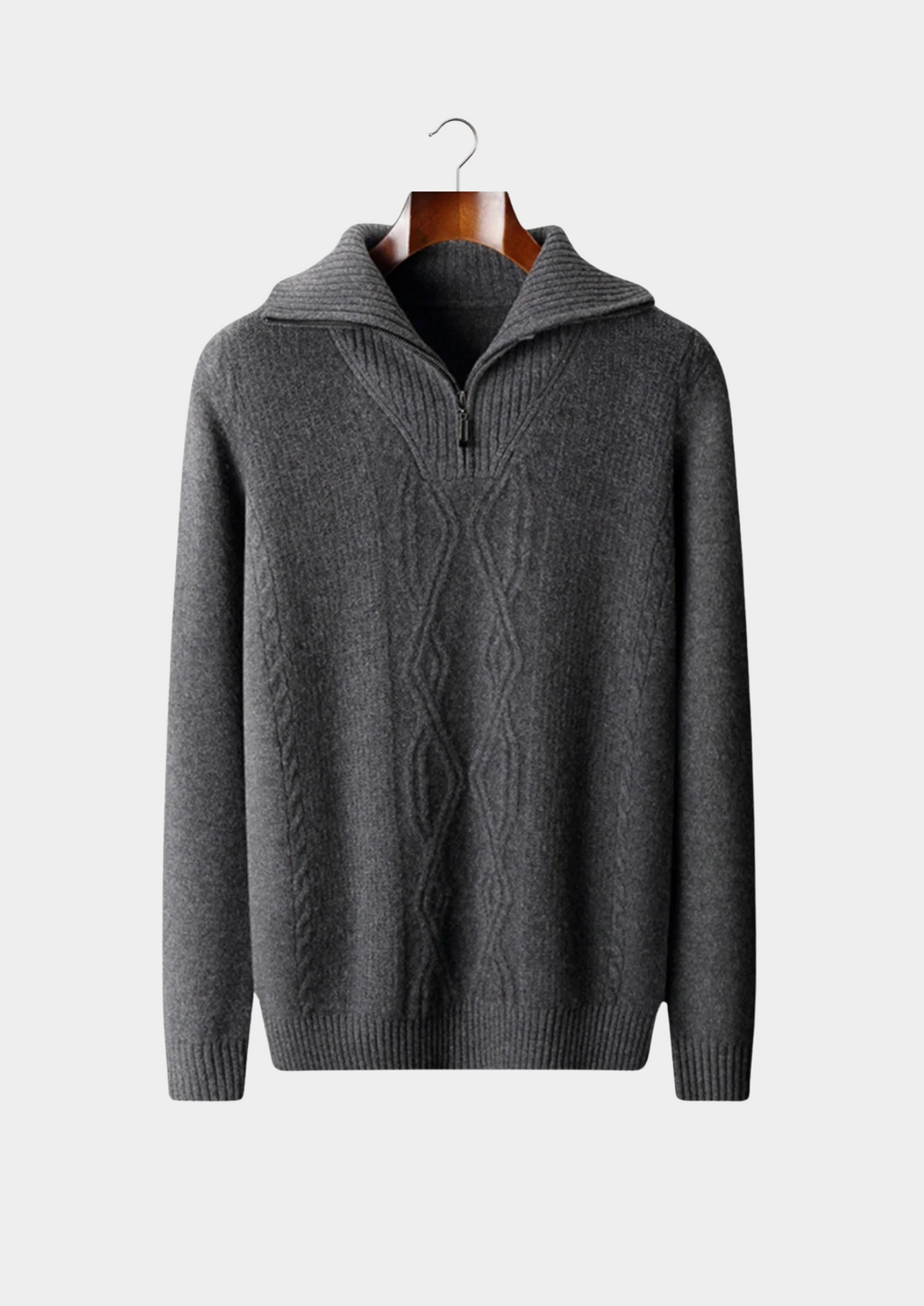 PURE EXTRA-FINE MERINO WOOL HALF ZIP SWEATER