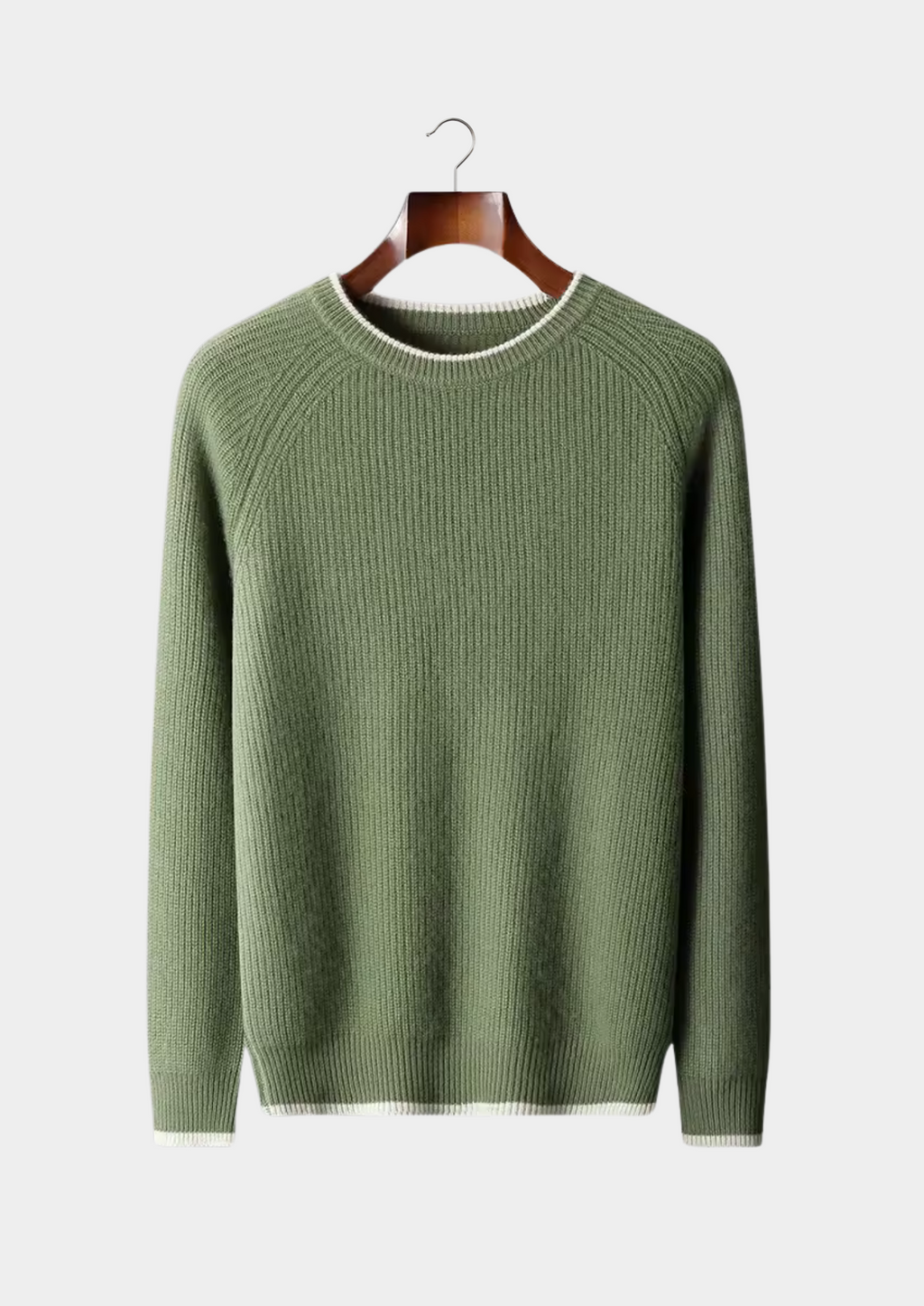 PURE EXTRA-FINE MERINO WOOL TWO TONE CREWNECK